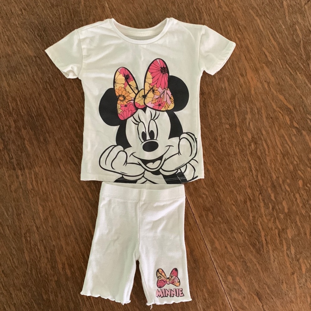 Toddler Girls’ Disney Minnie Mouse Top & Bottom Set - Cream 12 month